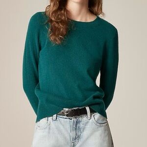 NWT J.Crew Cashmere Classic-fit Crewneck Sweater in Dark Forest
